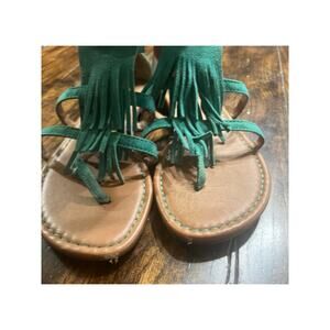 Born California BOC Born Concepts Fringe Sandals Women 6.5 Green Boho